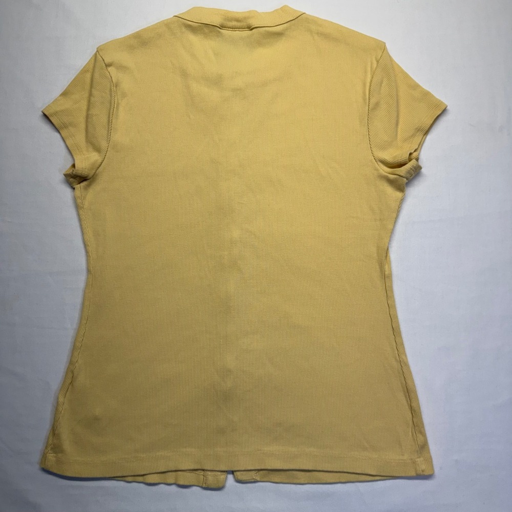 Reformation Raelynn Knit Top Blonde Ribbed Button Front Baby Tee XL - Picture 4 of 8